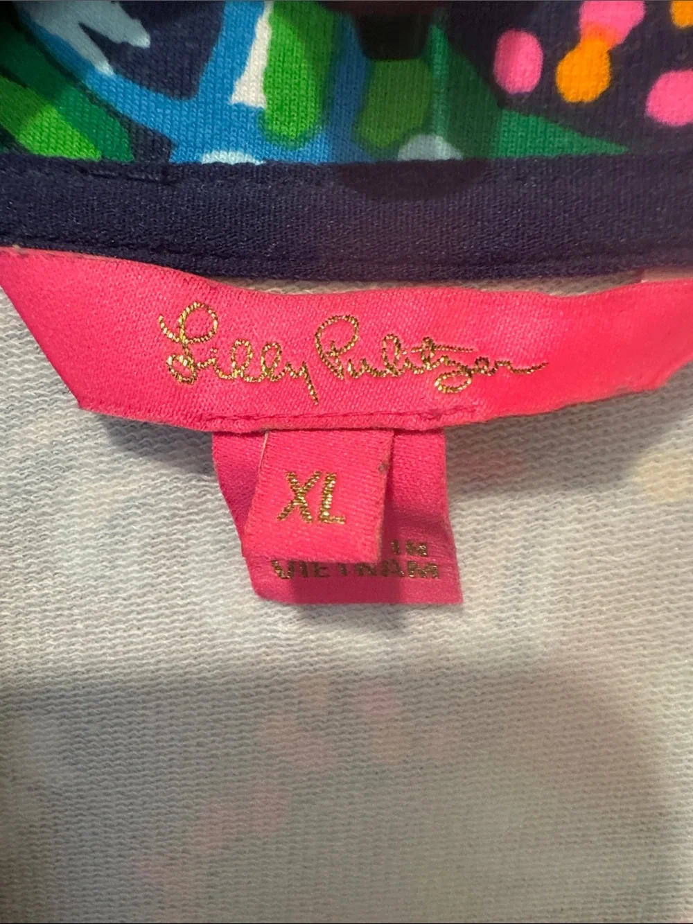 Like New Lilly Pulitzer Navy Multicolor Floral-Paisley Zip Jacket With Pockets - Picture 2 of 6
